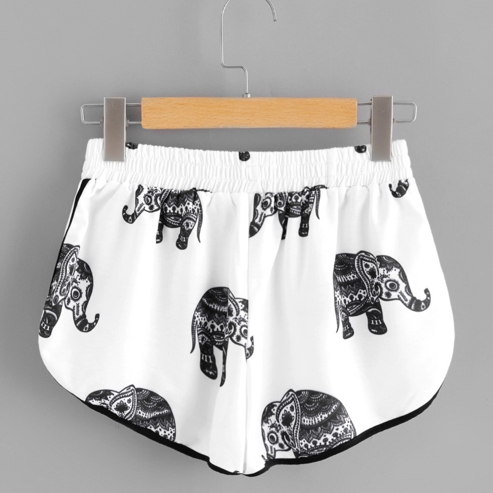 NWT Elephant Print Ringer Shorts - Picture 4 of 4